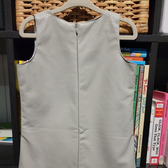 EVEJNR Girls Faux Leather Sleeveless Dress Grey - Picture 2 of 3